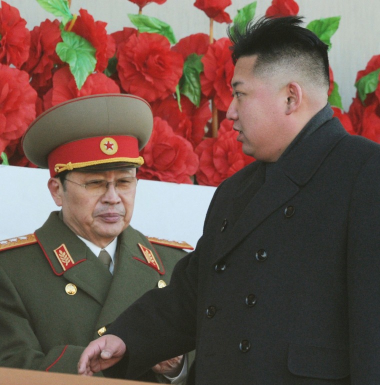Image: File photo shows North Korean leader Kim Jong-un, right, with his uncle Jang Song-thaek in Pyongyang